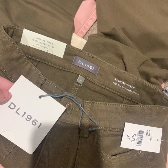 NWT DL1961 farrow ankle high rise green pants - Picture 2 of 2